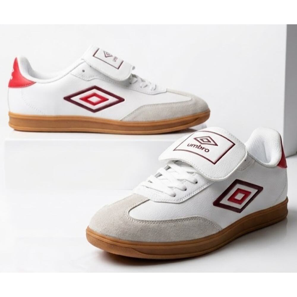 New Men's Umbro Casual Sneakers - White/Red with Gum Sole - Size 8.5